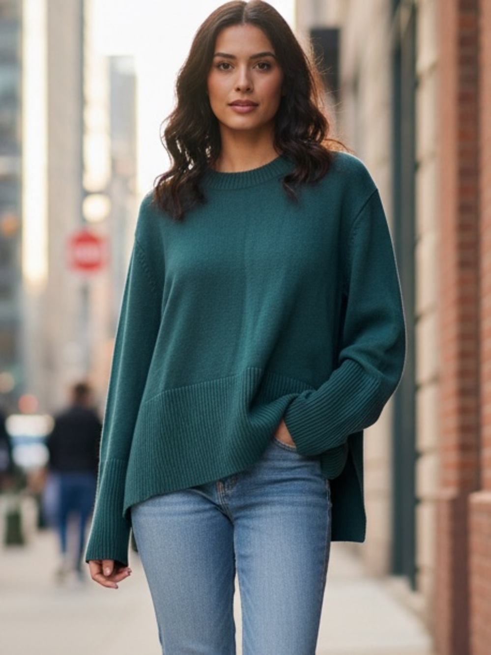 Gap Cozy Cotton Crewneck Oversized Sweater - Deep Teal